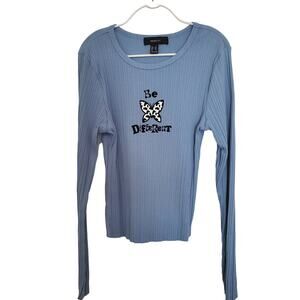 Forever 21 Long Sleeve Ribbed Butterfly Graphic Tee Size 1X
